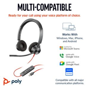 HP Poly Blackwire 3320 Stereo USB-C Headset +USB-C/A Adapter